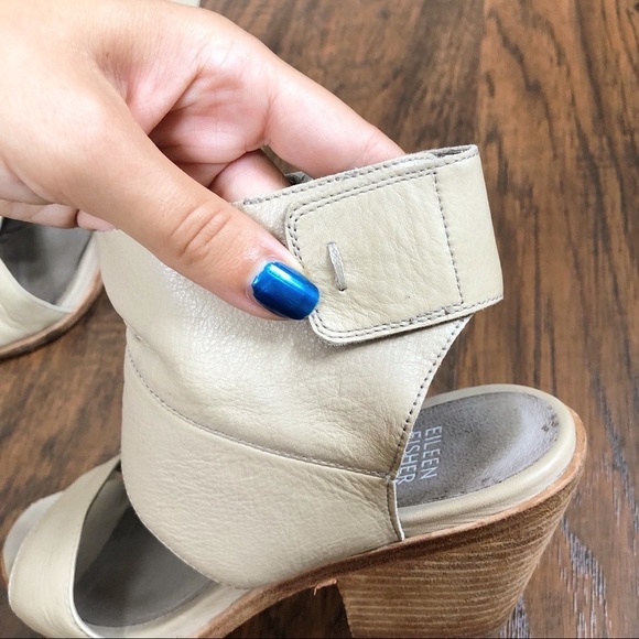 Eileen Fisher • Arts Ankle-Cuff Sandal stone beige wrap heel washed leather - Picture 8 of 15